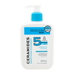 Ceramides smoothing cleanser bottle on a white background