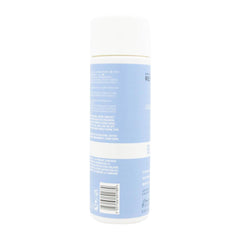 Back view of a cylindrical container with a blue label on a white background