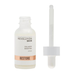 Revolution Skin collagen boosting serum with dropper on a white background