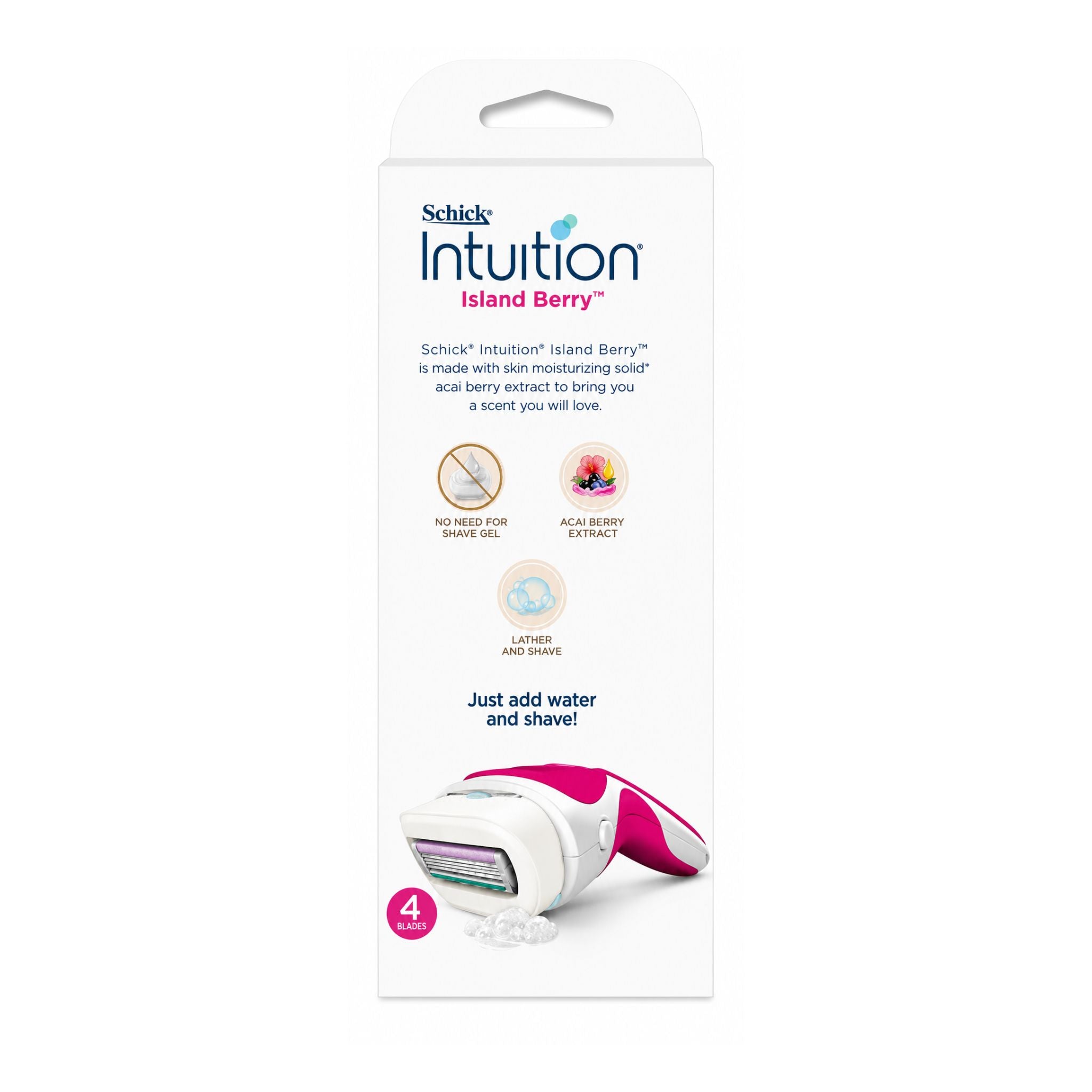 Twin Pack Schick Intuition Island Berry Women's Shaving Razor with 2 Cartridges and Travel Cap per Pack