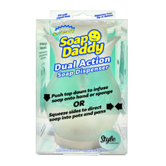 Soap Daddy dual action soap dispenser packaging on a white background