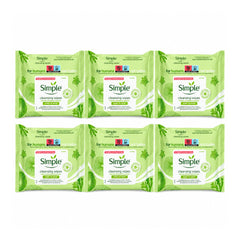 Multiple packages of Simple for humans cleansing wipes on a white background