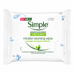 Package of Simple micellar cleansing wipes on a white background