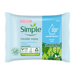 Package of Simple micellar wipes for dry skin on a white background