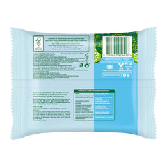 Packaged wipes with visible branding and recycling information on a white background