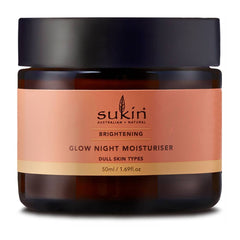Sukin Brightening Glow Night Moisturiser jar on a white background