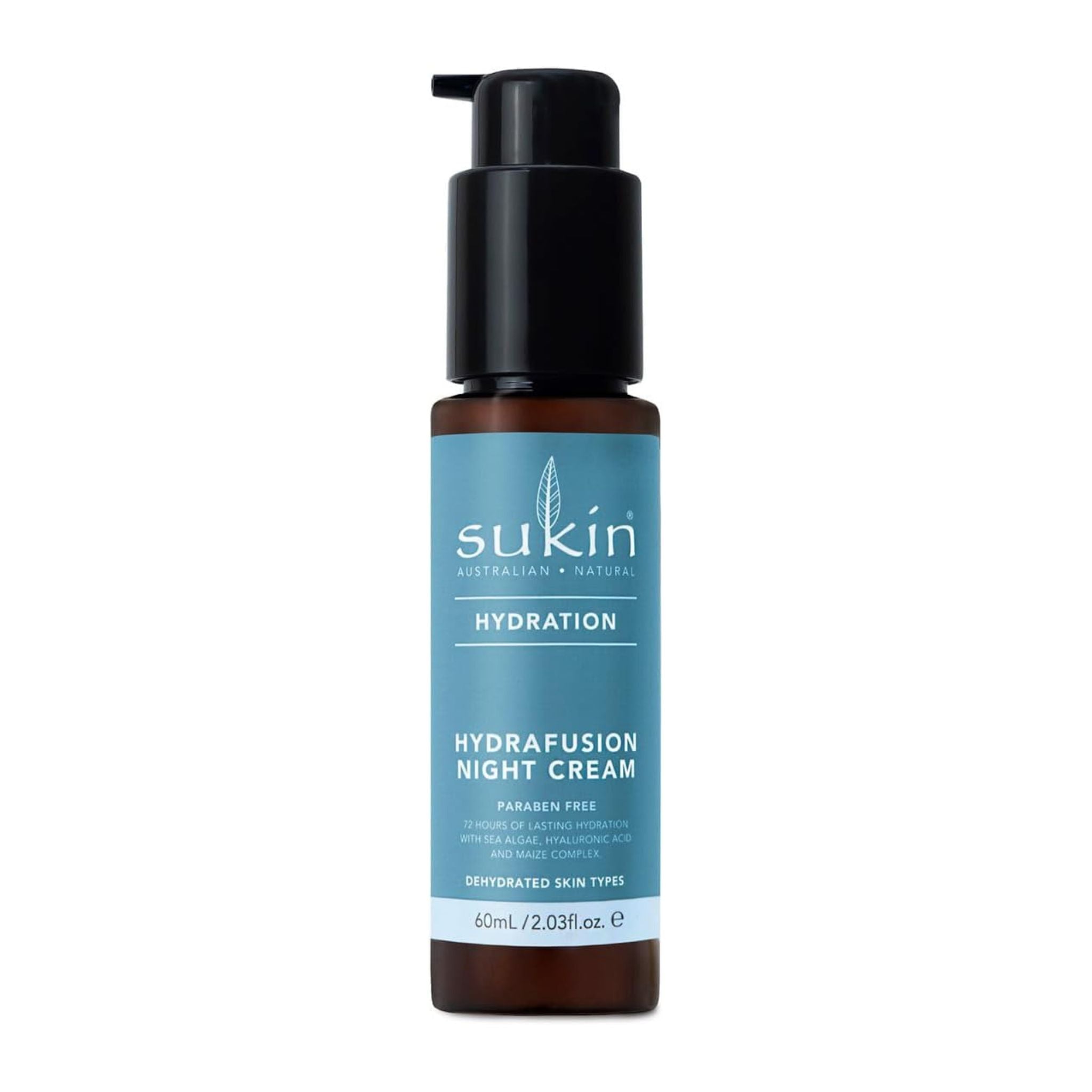Sukin Hydrafusion Night Cream bottle on a white background