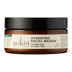 Sukin hydrating facial masque jar on a white background