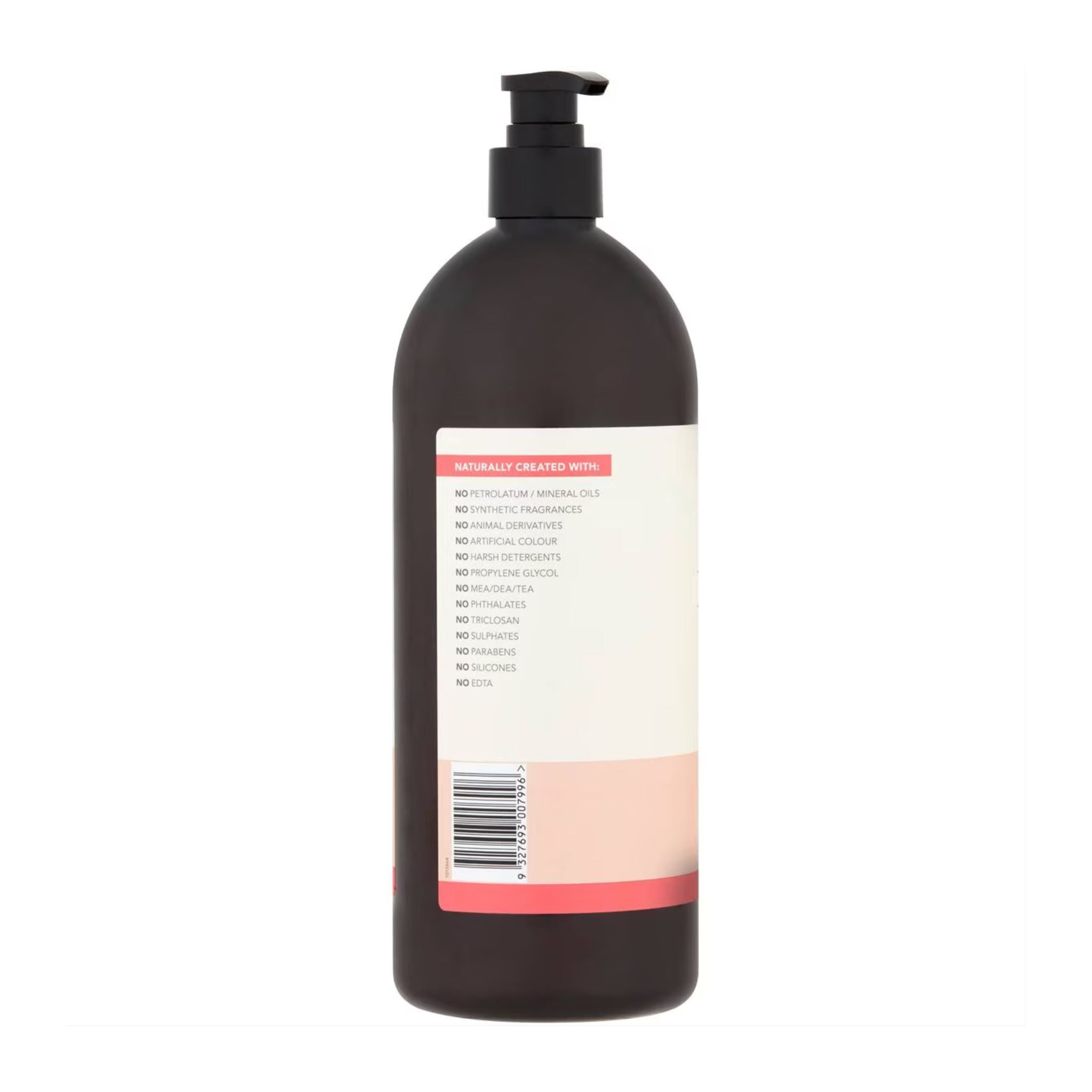 Bottle with pump and label on a white background