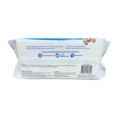 Package of pet wipes with text and branding on a white background