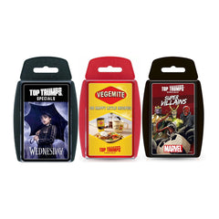 Three Top Trumps card packs on a white background