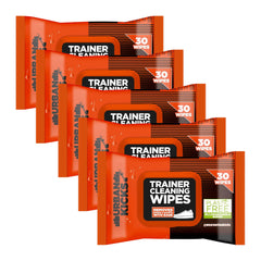 Multiple packages of Urban Kicks Trainer Cleaning Wipes on a white background