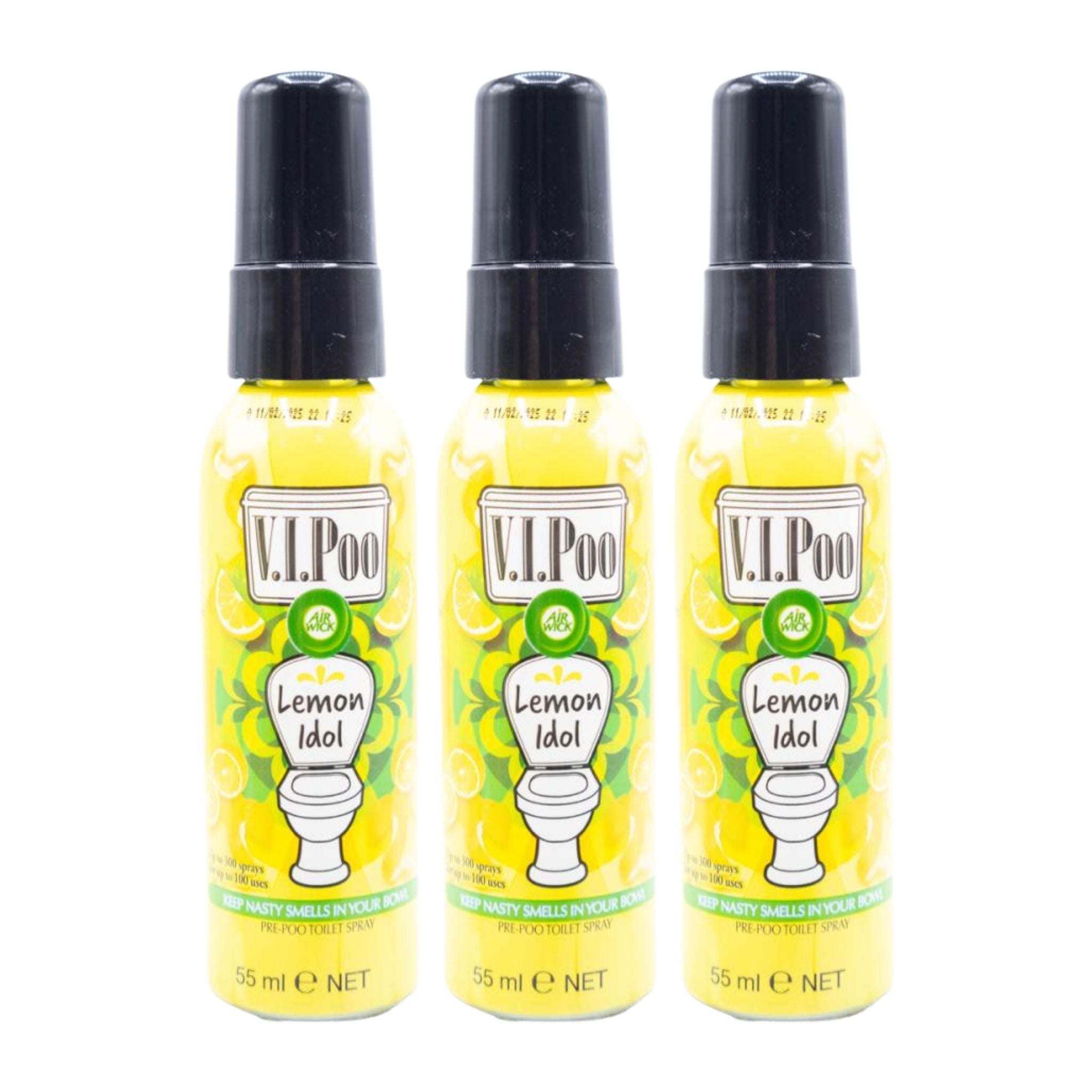 V.I.Poo Lemon Idol fragrance mist bottles shown as a three-pack
