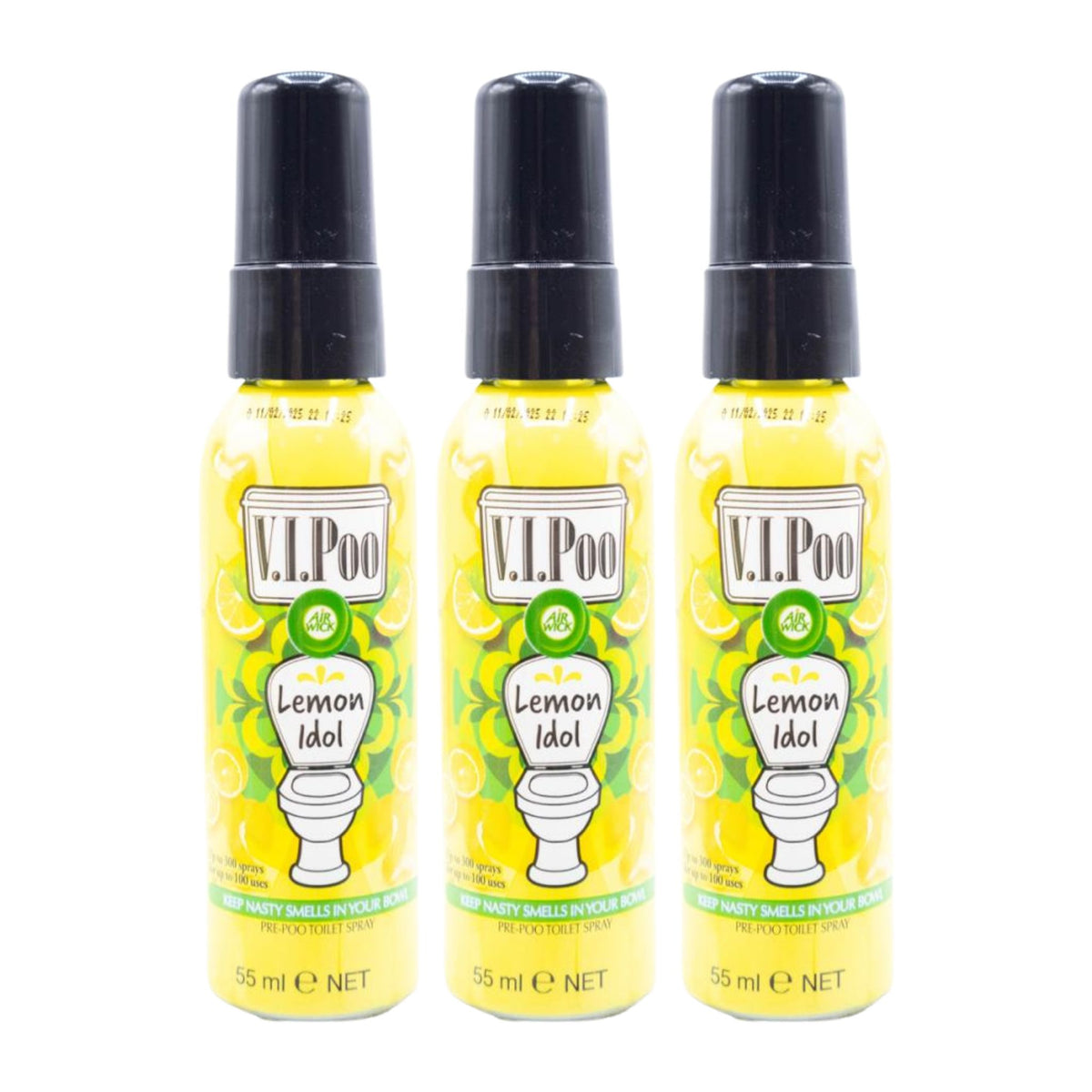 V.I.Poo Lemon Idol fragrance mist bottles shown as a three-pack