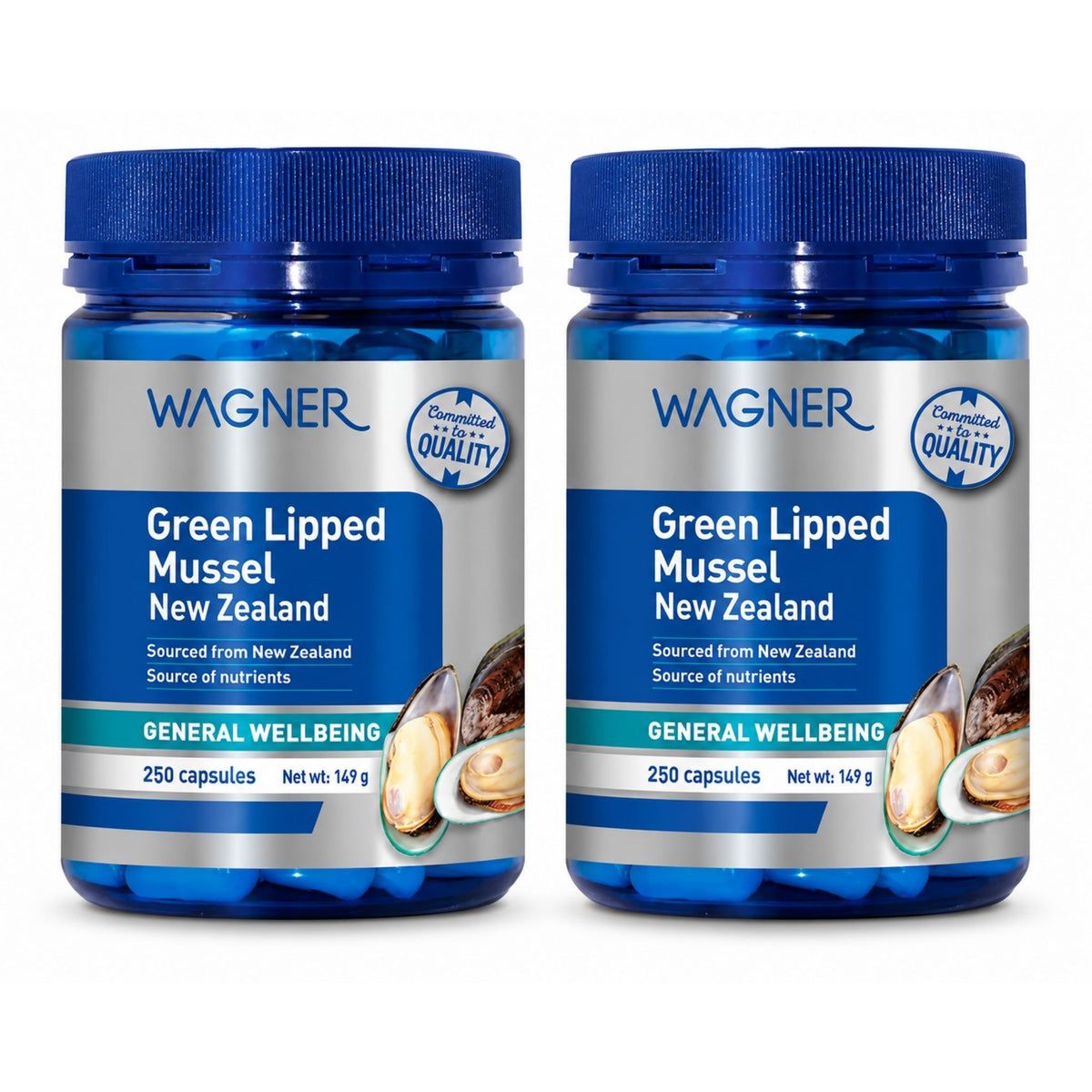 Wagner Green Lipped Mussel New Zealand 500 mg 250 Capsules 2 Pack   